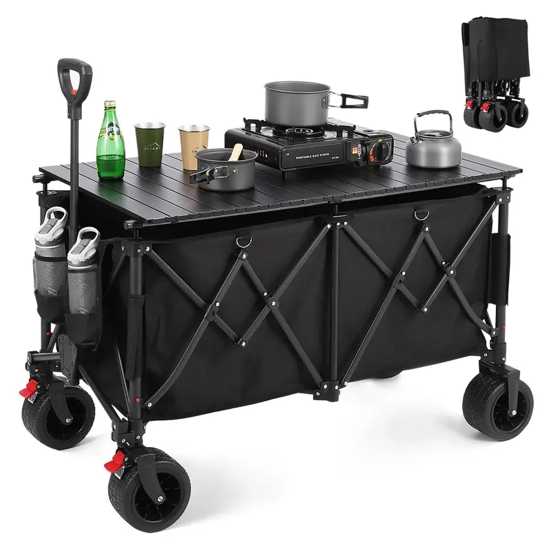 Garvee Foldable Collapsible Cart with 440lbs Capacity - Heavy Duty 206L All-Terrain Wheels Folding Utility Cart for Fishing, ...