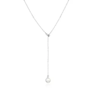 Agato Flexible Silver Necklace with Freshwater Pearl AGT-N003W-P