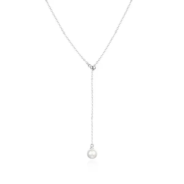 Agato Flexible Silver Necklace with Freshwater Pearl AGT-N003W-P