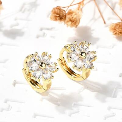 Flower Brass Hoop Earrings