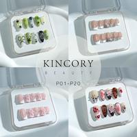 [ Kincory Beauty ] P1 - P20 Handmade Press on Nails Coffin Almond bubble bath luxury Creative design Medium Hand drawn False ...