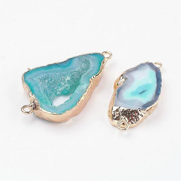 Electroplate Natural Druzy Geode Quartz Crystal Links connectors