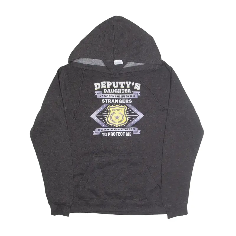 DELTA FLEECE Deputy's Daughter Hoodie Grey Pullover Womens S
