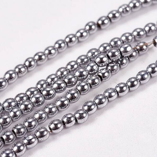 Electroplate Non-Magnetic Synthetic Hematite Beads Strands