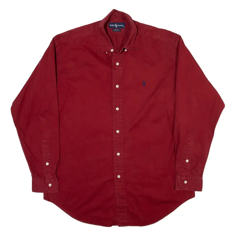 RALPH LAUREN Mens Plain Shirt Maroon Long Sleeve 2XL