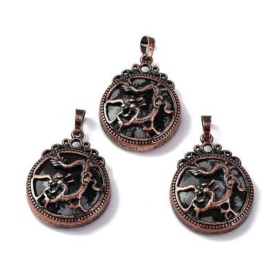 Natural Snowflake Obsidian Pendants