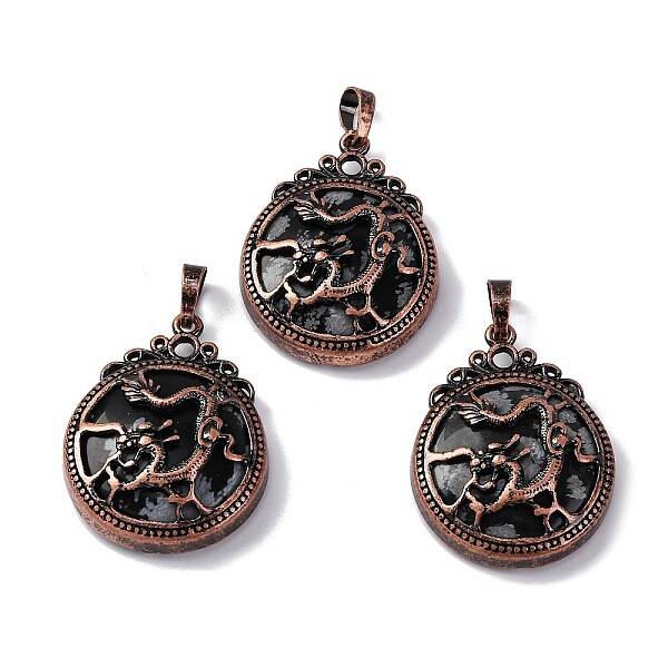Natural Snowflake Obsidian Pendants