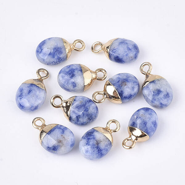 Electroplate Natural Blue Spot Jasper Charms