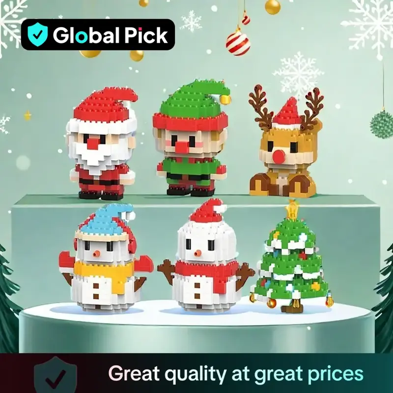 Santa Claus Design Building Blocks Toy, 1 Count Cute Micro-particle Building Bricks Ornament, Snowman & Reindeer Creative De...