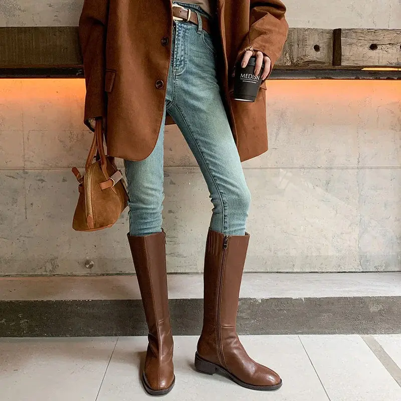 CHIKO Ailani Round Toe Block Heels Knee High Boots