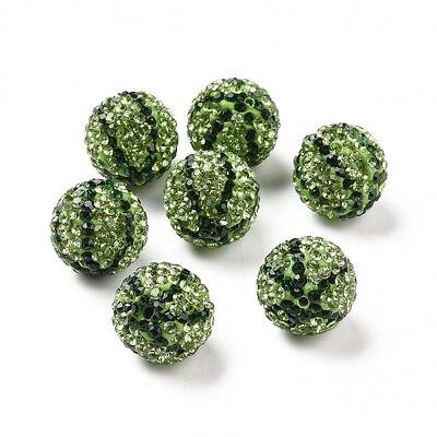 Watermelon Pattern Polymer Clay Rhinestone Round Beads