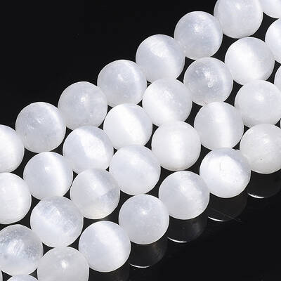 Natural Selenite Beads Strands