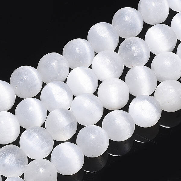 Natural Selenite Beads Strands