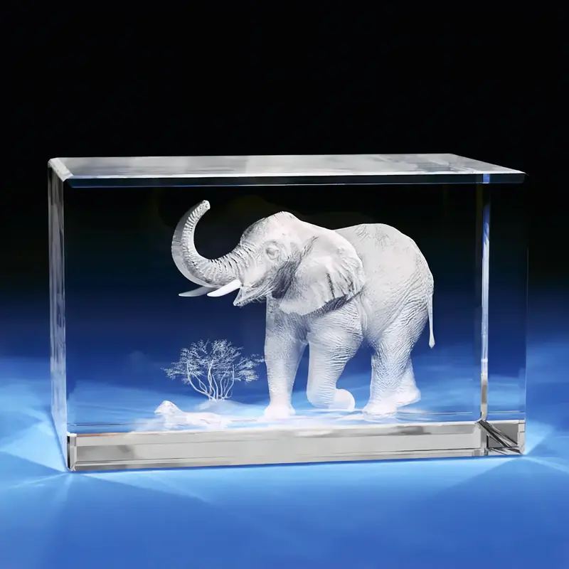 3D Memory Crystal™ - Tabletop - Rectangle - Elephant-XL