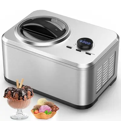 Xbeauty 1.6 Quart Ice Cream Maker Machine with Built-in Compressor, Fully Automatic and No Pre-freezing, Frozen Yogurt, Keep-...