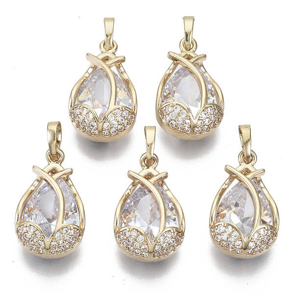 Brass Micro Cubic Zirconia Pendants