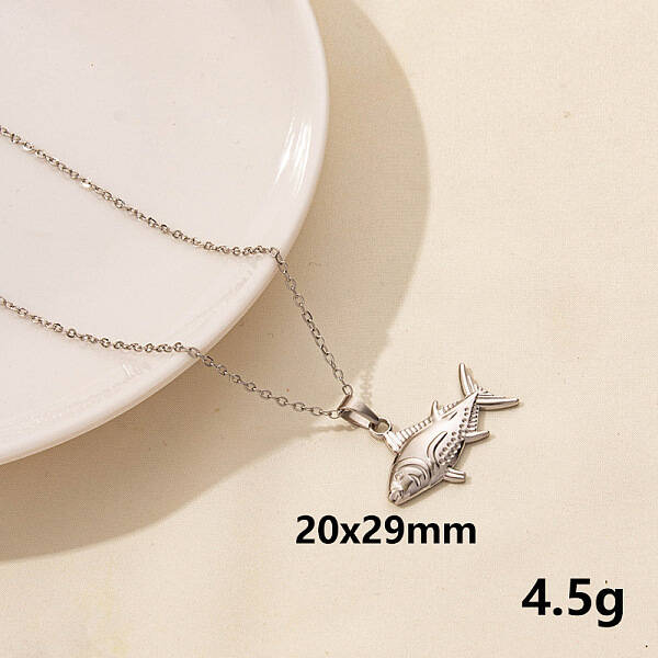 304 Stainless Steel Fish Pendant Necklaces
