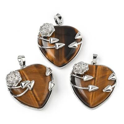 Natural Tiger Eye Heart Pendants