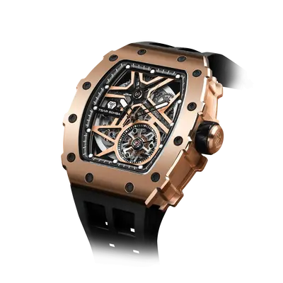 TSAR BOMBA Men's Automatic Watch | Gold Black | Elemental TB8209A | 10ATM Waterproof | Japanese Mechanical Skeleton Movement ...