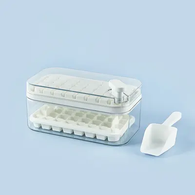 One-button Press Type Ice Mold Box Plastics Ice Cube Maker Ice Tray Mold With Storage Box With Lid Bar Kitchen Accessories | ...