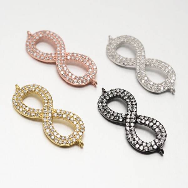 Infinity 925 Sterling Silver Micro Pave Cubic Zirconia Links