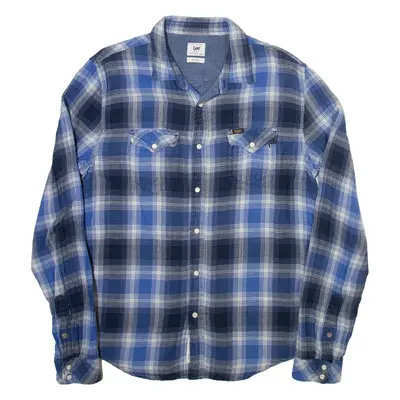 LEE Mens Flannel Shirt Black Check Long Sleeve M