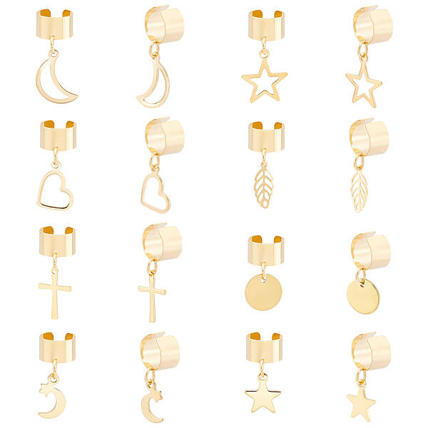 8 Pairs 8 Style 304 Stainless Steel Cuff Earrings