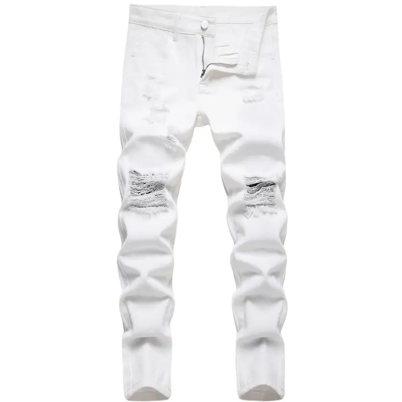 Boy's Solid Color Fashionable Skinny Pants - Ripped Distressed Destroyed Washed Denim Jeans​