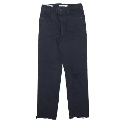 LEVI'S Big E 724 Distressed Jeans Black Denim Slim Skinny Womens W26 L25