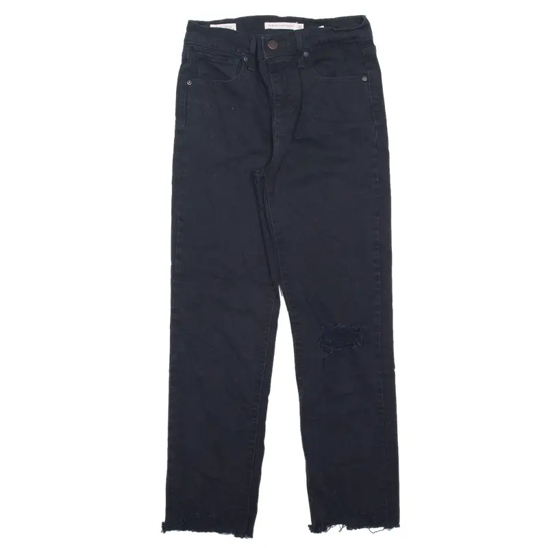 LEVI'S Big E 724 Distressed Jeans Black Denim Slim Skinny Womens W26 L25