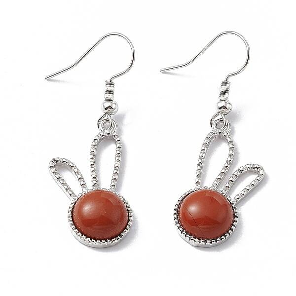 Natural Red Jasper Rabbit Dangle Earrings