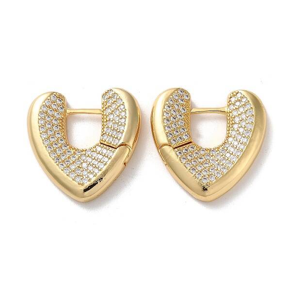 Brass Pave Cubic Zirconia Hoop Earrings for Women