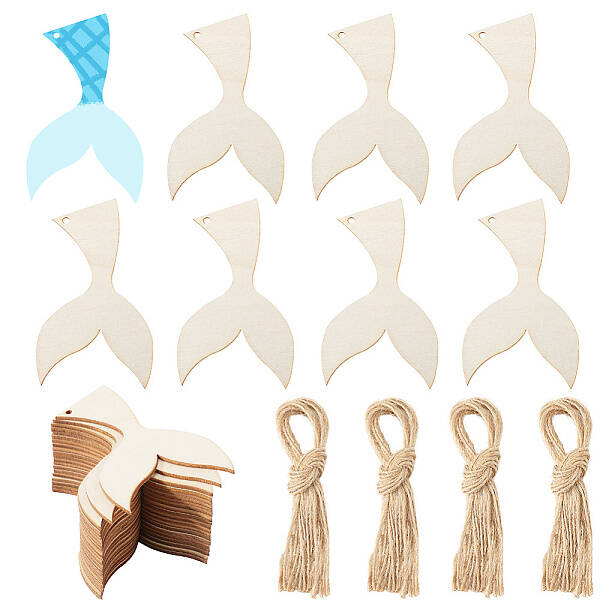Ocean Styles Wood Fishtail Pendant Decorations