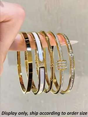 Rhinestone Decorated Bangle Bracelet, Fashionable Jewelry for Women & Men for Party, Daily Clothing Decor, Trendy All-match &...