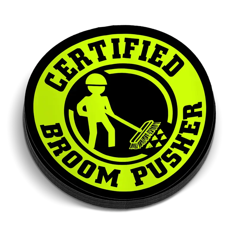 Broom Pusher Hard Hat Decal
