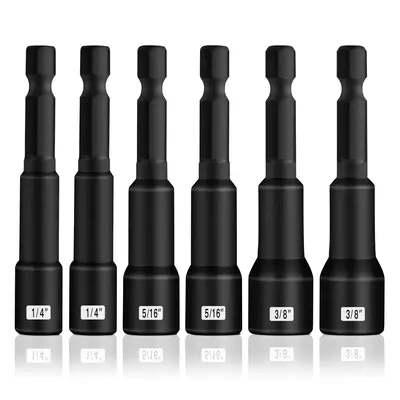BOEN 1/4 inch Magnetic Nut Driver Set, 6 Piece Impact Drill Driver Bit Set, Length 1/4\