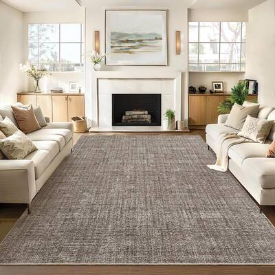 Garvee Area Rug 8x10 Machine Washable Low Pile Non-Slip Plush Soft Durable Brown Indoor Living Room Bedroom