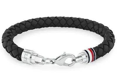 Tommy Hilfiger Elegante Bracciale Da Uomo In Pelle Nera Tyson 2790545