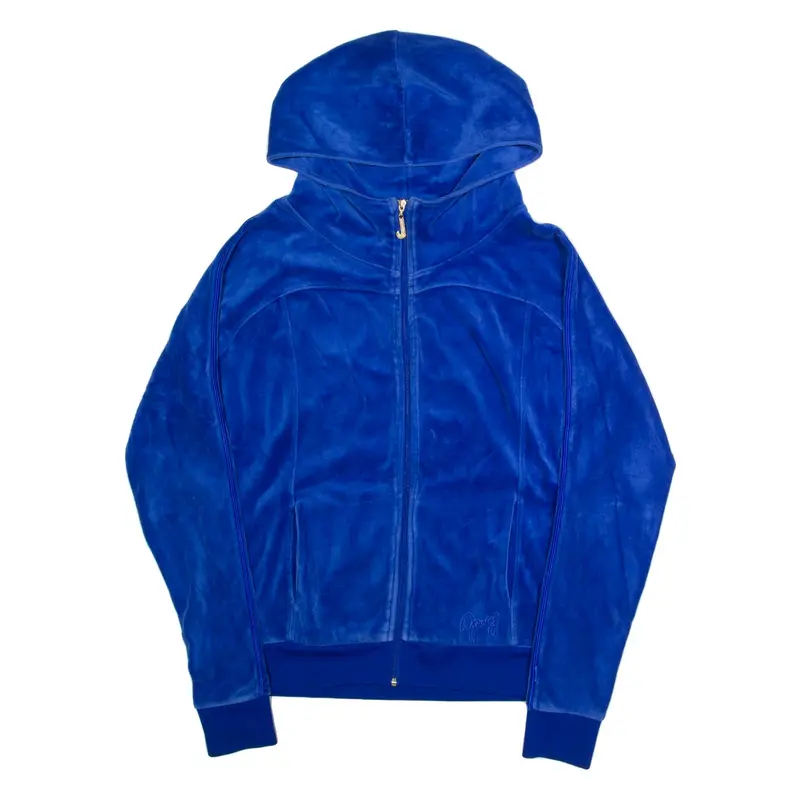 JUICY COUTURE Velvet Womens Blue Hoodie Full Zip M