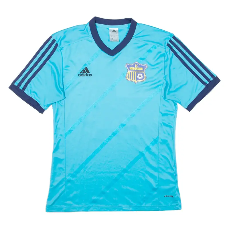ADIDAS Fc Wadenswil Mens Football Shirt Jersey Blue V-Neck S