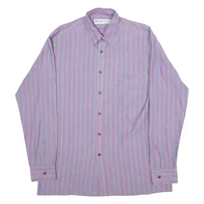 FASHION Mens Shirt Purple Striped Long Sleeve M