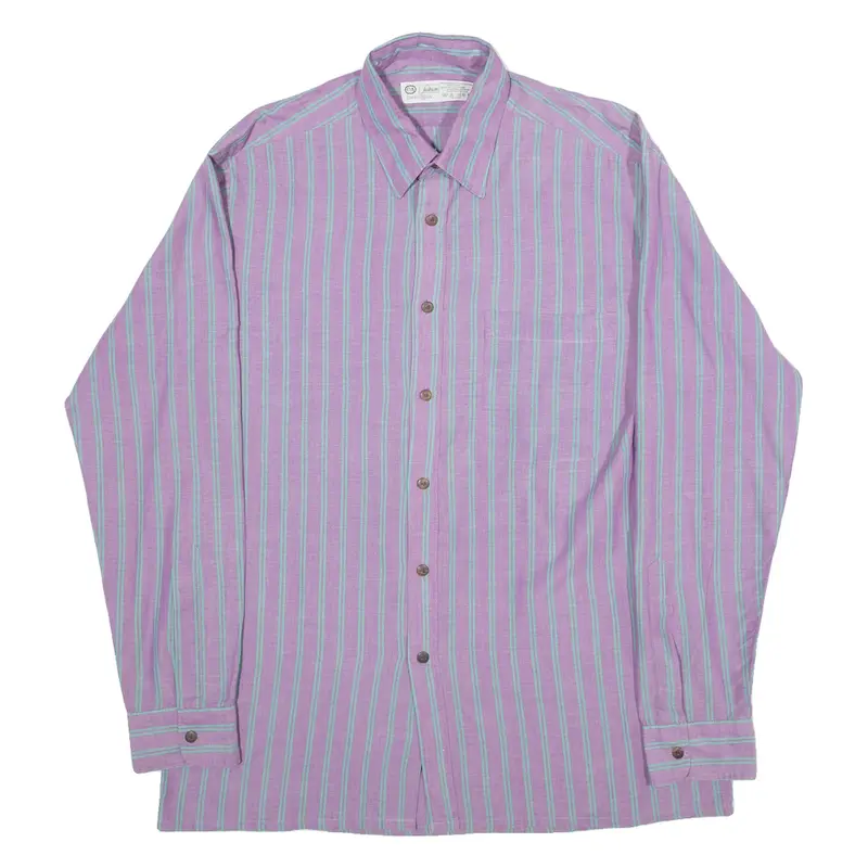 FASHION Mens Shirt Purple Striped Long Sleeve M