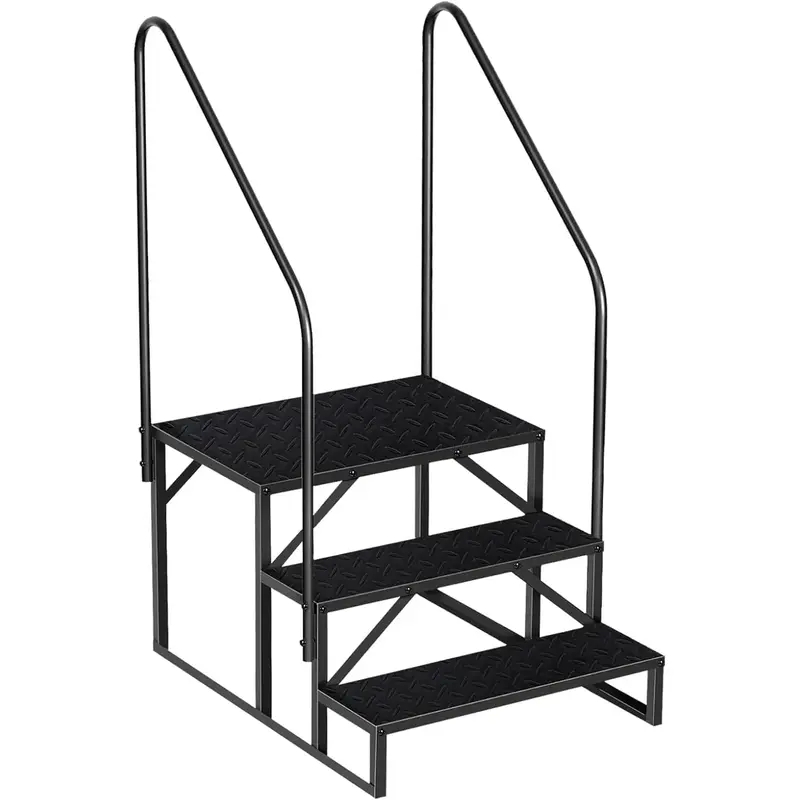 Garvee 3 Step RV Steps with Handrail, 660 Lbs Heavy-Duty Camper Entry Stairs, Anti-Slip Portable Steps for Travel Trailers,Mo...