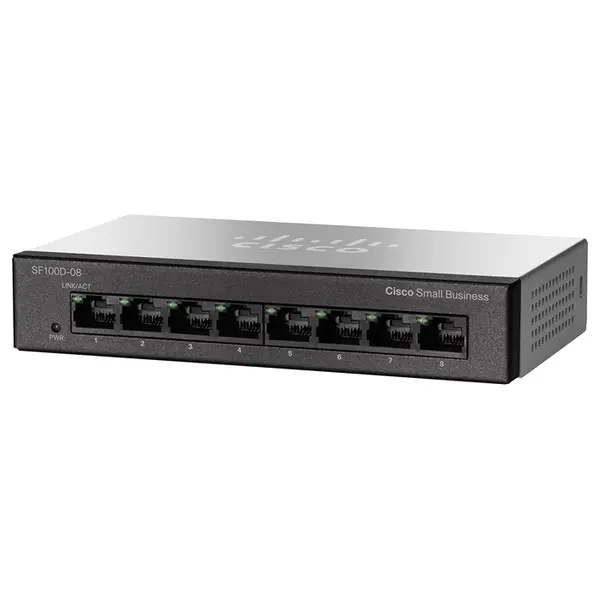 SF100D-08-AU Cisco Small Business 100 Series SF100D-08 8 x 10/100Base-TX RJ-45 Ports Layer 2 Unmanaged Fast Ethernet Network ...