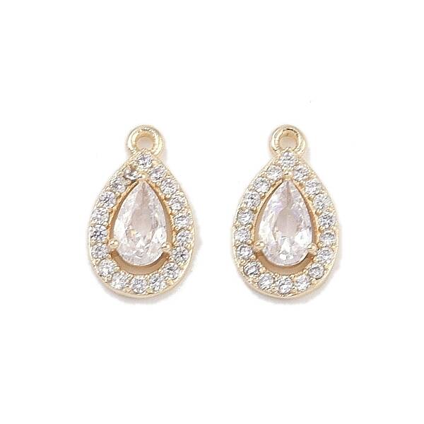 Brass Micro Pave Clear Cubic Zirconia Pendants