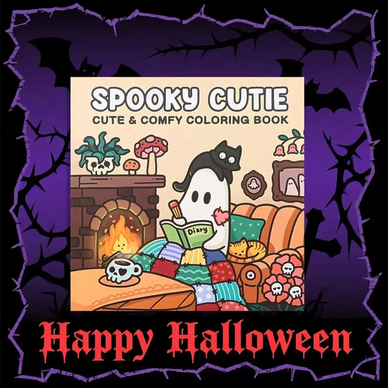 Spooky Cutie: Coloring Book for Adults and Teens Featuring Adorable Creepy Creatures in Cozy Hygge Moments for Relaxation (Co...