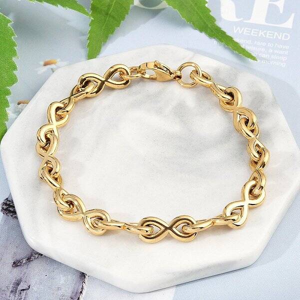 304 Stainless Steel Infinity Link Chain Bracelets for Women Men