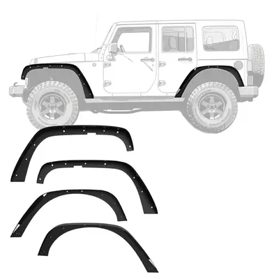 OEDRO Flat Fender Flares for 2007-2018 Jeep Wrangler JK & JKU (2 Door / 4 Door), 4 PCS Off-Road Metal Steel Wheel Flares Line...