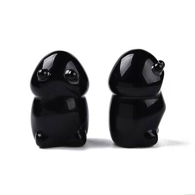 Natural Obsidian Monster Figurines