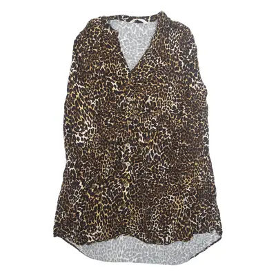 ZARA Womens A-Line Dress Brown Animal Print Long Sleeve Hi-Low S